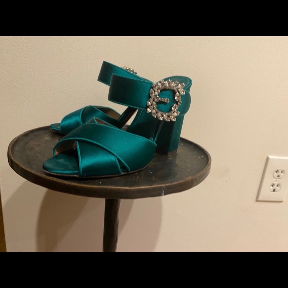 Tabitha Simmons Satin sandals with crystal buckle